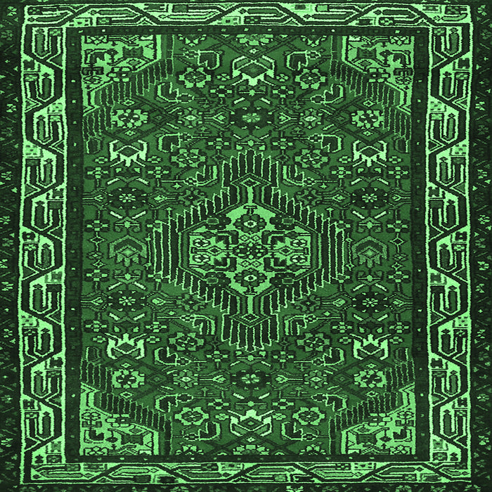 Square Persian Emerald Green Traditional Rug, tr2325emgrn