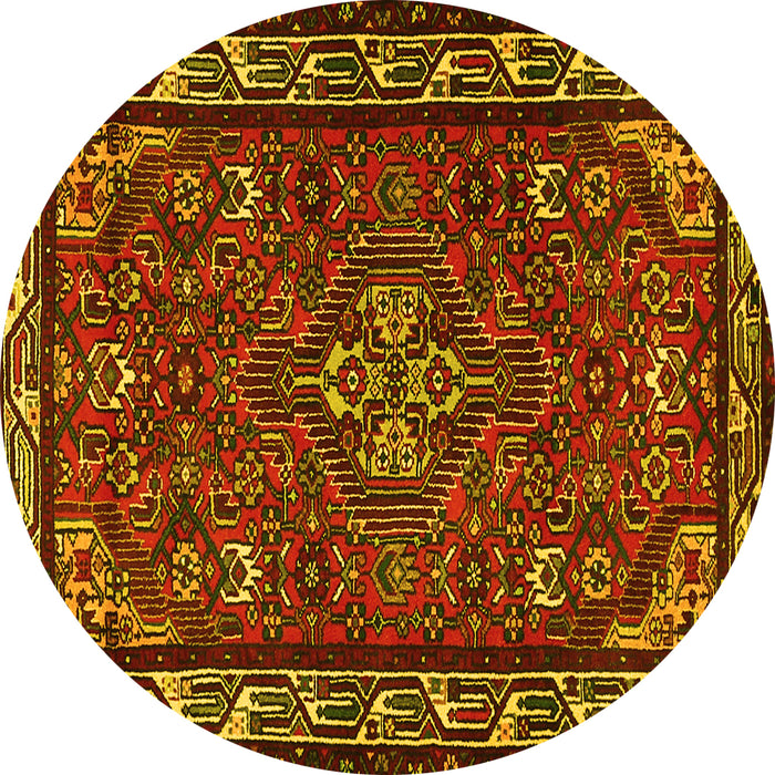 Round Persian Yellow Traditional Rug, tr2325yw