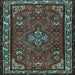 Square Machine Washable Persian Light Blue Traditional Rug, wshtr2325lblu