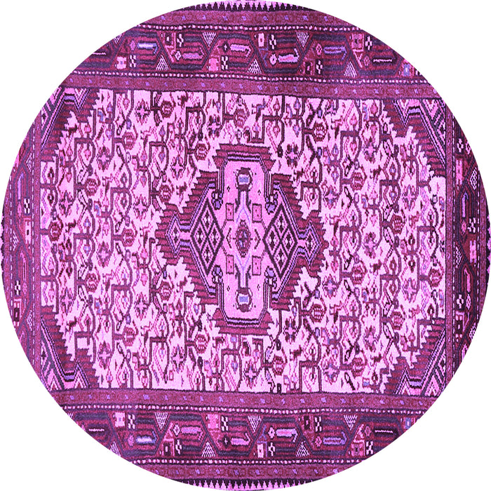 Round Machine Washable Persian Purple Traditional Area Rugs, wshtr2326pur