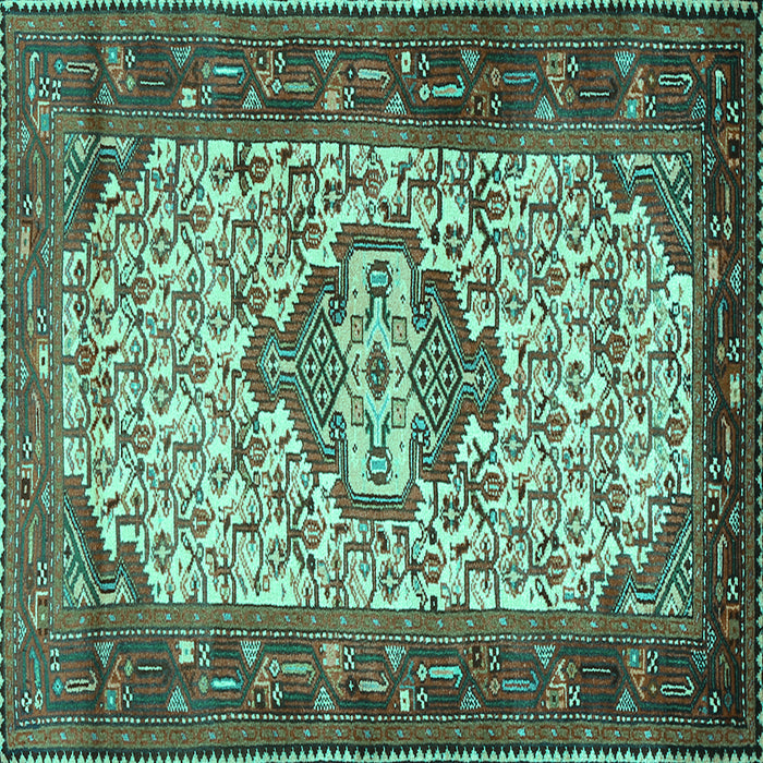 Square Machine Washable Persian Turquoise Traditional Area Rugs, wshtr2326turq