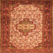 Round Machine Washable Persian Orange Traditional Area Rugs, wshtr2326org