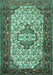 Machine Washable Persian Turquoise Traditional Area Rugs, wshtr2326turq