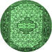 Round Machine Washable Persian Emerald Green Traditional Area Rugs, wshtr2326emgrn