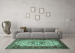 Machine Washable Persian Turquoise Traditional Area Rugs in a Living Room,, wshtr2326turq