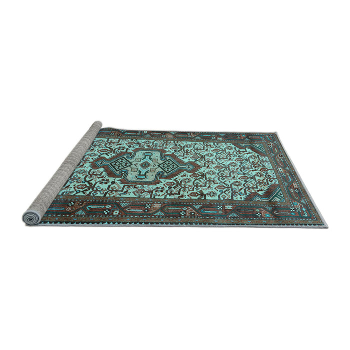 Sideview of Machine Washable Persian Light Blue Traditional Rug, wshtr2326lblu