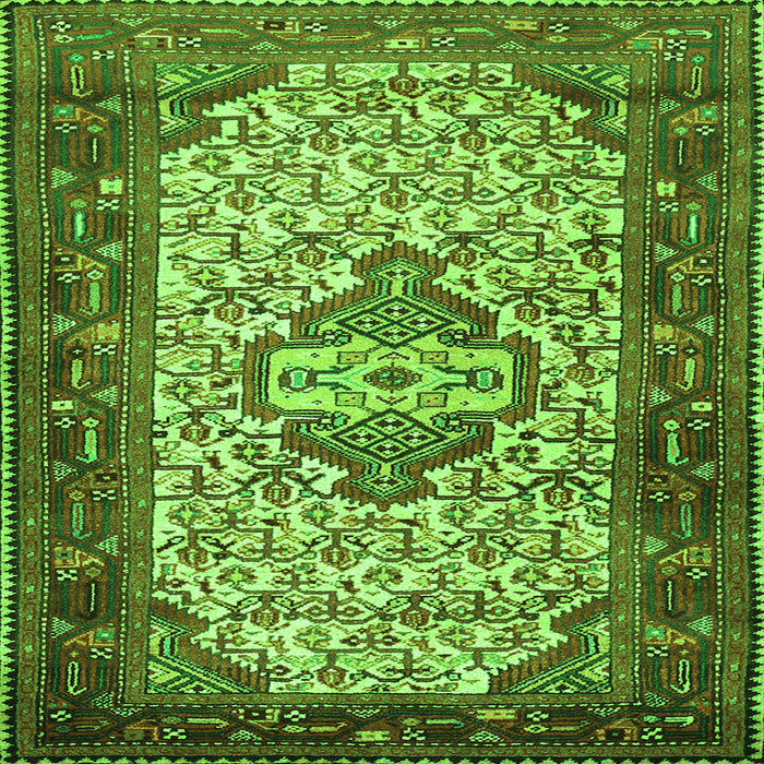Round Machine Washable Persian Green Traditional Area Rugs, wshtr2326grn