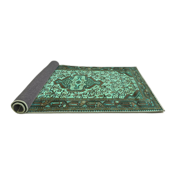 Sideview of Persian Turquoise Traditional Rug, tr2326turq
