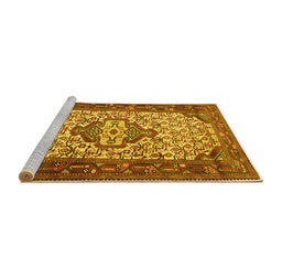 Sideview of Machine Washable Persian Yellow Traditional Rug, wshtr2326yw