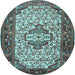 Round Machine Washable Persian Light Blue Traditional Rug, wshtr2326lblu