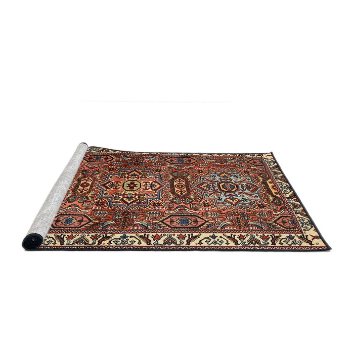Sideview of Machine Washable Traditional Light Copper Gold Rug, wshtr2327