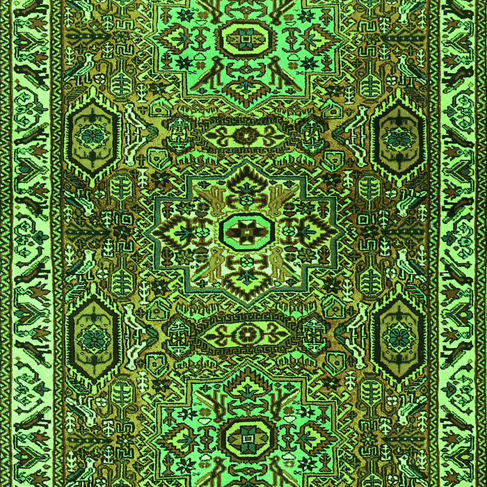 Serging Thickness of Machine Washable Persian Green Traditional Area Rugs, wshtr2327grn