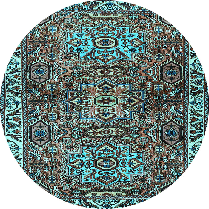 Round Machine Washable Persian Light Blue Traditional Rug, wshtr2327lblu