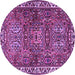 Round Machine Washable Persian Purple Traditional Area Rugs, wshtr2327pur