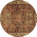 Round Machine Washable Persian Brown Traditional Rug, wshtr2327brn