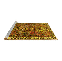 Sideview of Machine Washable Persian Yellow Traditional Rug, wshtr2327yw