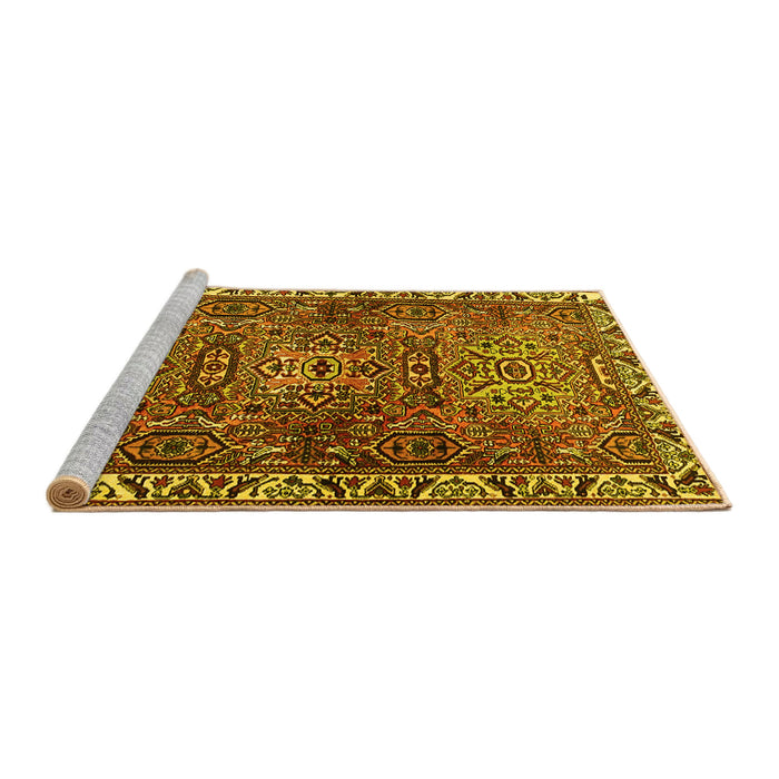 Sideview of Machine Washable Persian Yellow Traditional Rug, wshtr2327yw