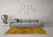 Machine Washable Persian Yellow Traditional Rug in a Living Room, wshtr2327yw