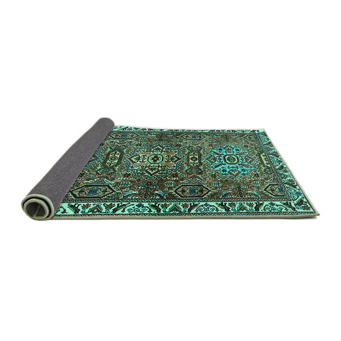 Sideview of Persian Turquoise Traditional Rug, tr2327turq