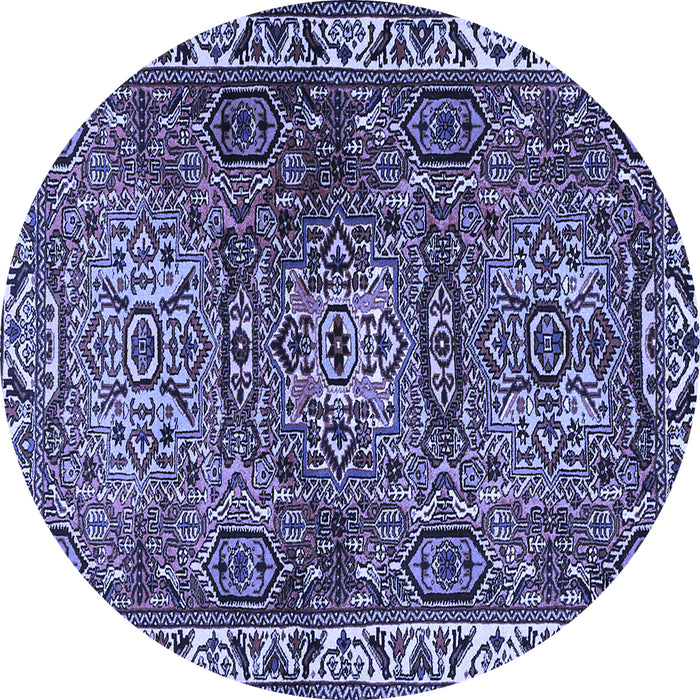 Round Machine Washable Persian Blue Traditional Rug, wshtr2327blu
