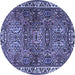 Round Machine Washable Persian Blue Traditional Rug, wshtr2327blu