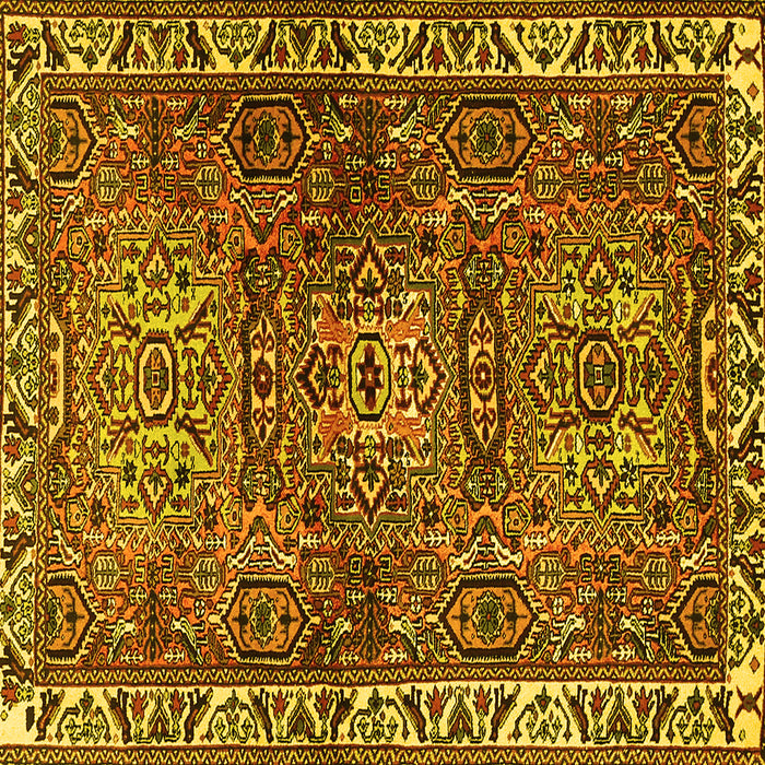 Square Machine Washable Persian Yellow Traditional Rug, wshtr2327yw