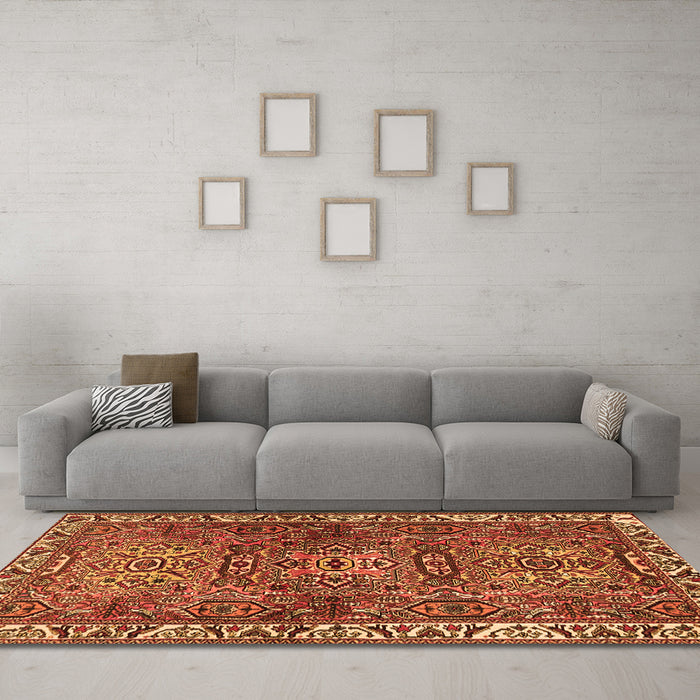 Machine Washable Persian Orange Traditional Area Rugs in a Living Room, wshtr2327org