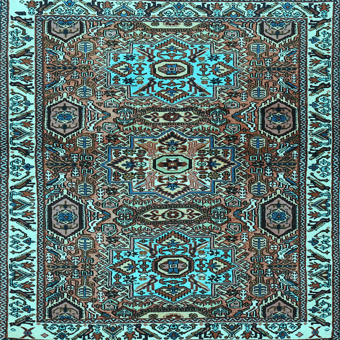 Square Machine Washable Persian Light Blue Traditional Rug, wshtr2327lblu