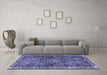 Machine Washable Persian Blue Traditional Rug in a Living Room, wshtr2327blu