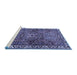 Sideview of Machine Washable Persian Blue Traditional Rug, wshtr2327blu