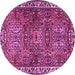 Round Machine Washable Persian Pink Traditional Rug, wshtr2327pnk