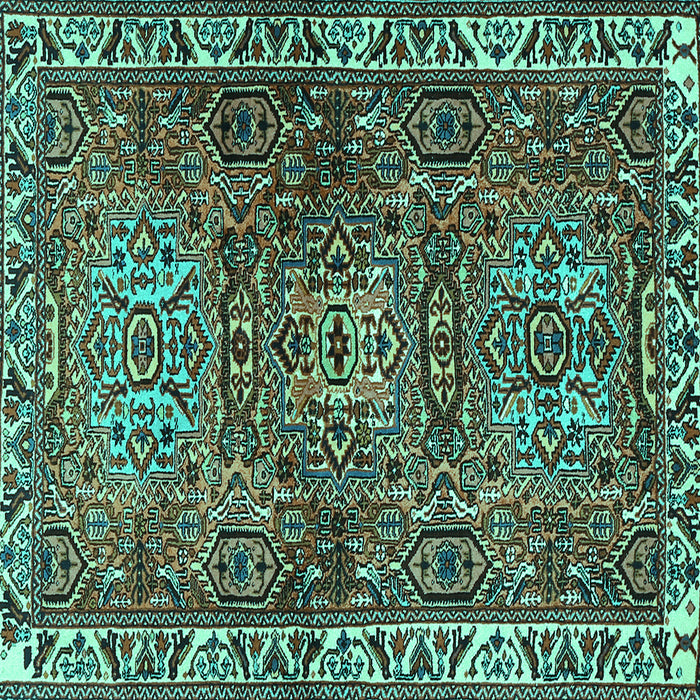 Square Persian Turquoise Traditional Rug, tr2327turq