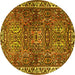 Round Machine Washable Persian Yellow Traditional Rug, wshtr2327yw