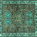 Square Machine Washable Persian Turquoise Traditional Area Rugs, wshtr2327turq