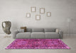 Machine Washable Persian Pink Traditional Rug in a Living Room, wshtr2327pnk