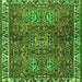 Round Machine Washable Persian Green Traditional Area Rugs, wshtr2327grn