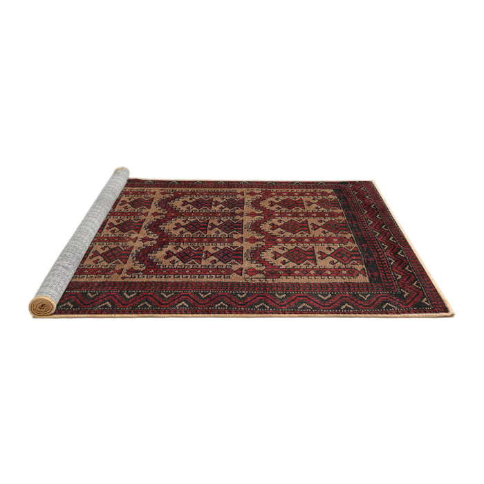 Sideview of Machine Washable Traditional Chestnut Brown Rug, wshtr2328