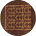 Round Southwestern Brown Country Rug, tr2328brn