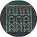 Round Southwestern Light Blue Country Rug, tr2328lblu