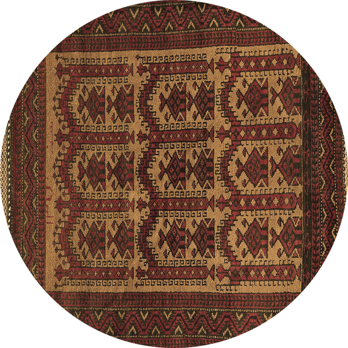 Round Machine Washable Southwestern Brown Country Rug, wshtr2328brn