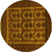 Round Machine Washable Southwestern Yellow Country Rug, wshtr2328yw