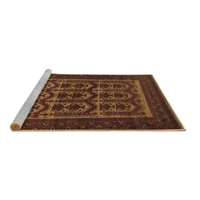 Sideview of Machine Washable Southwestern Brown Country Rug, wshtr2328brn