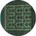 Round Southwestern Turquoise Country Rug, tr2328turq