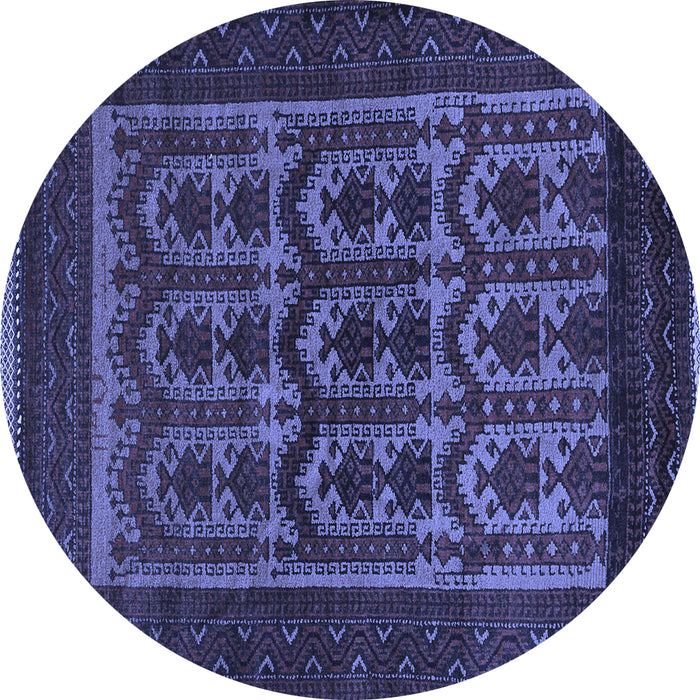 Round Machine Washable Southwestern Blue Country Rug, wshtr2328blu