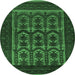 Round Southwestern Emerald Green Country Rug, tr2328emgrn