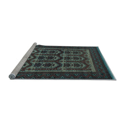 Sideview of Machine Washable Southwestern Light Blue Country Rug, wshtr2328lblu