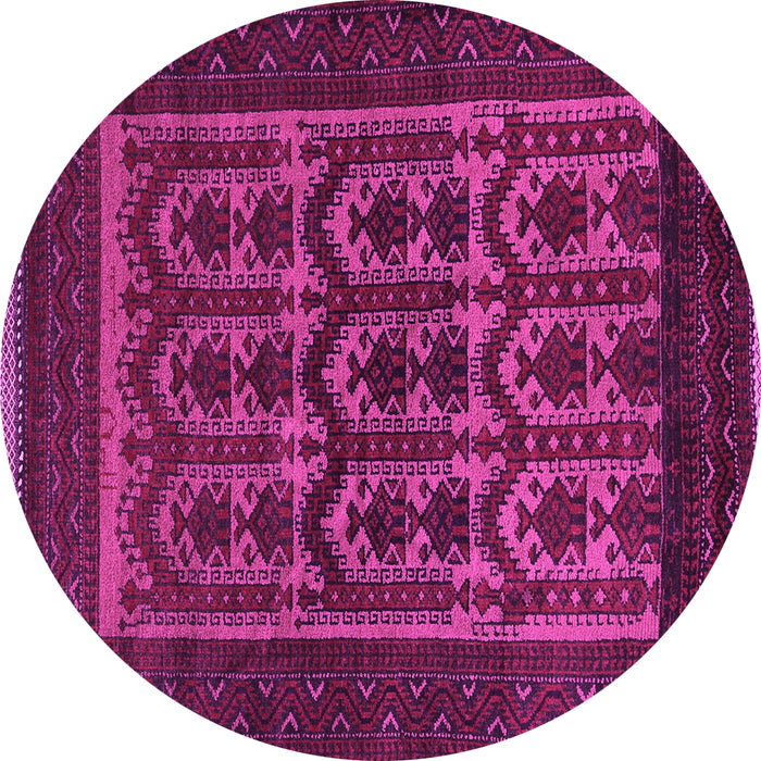 Round Machine Washable Southwestern Pink Country Rug, wshtr2328pnk