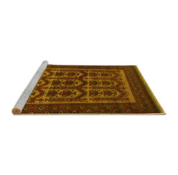 Sideview of Machine Washable Southwestern Yellow Country Rug, wshtr2328yw