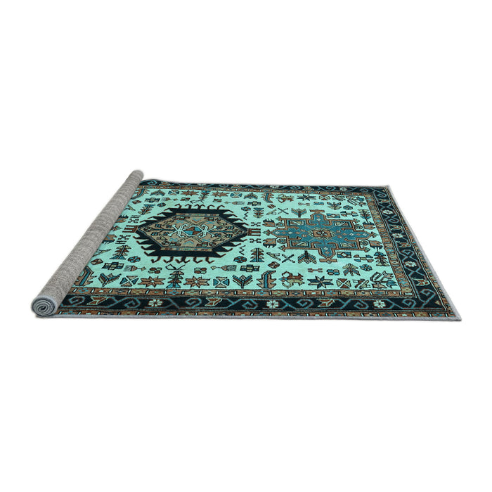 Sideview of Machine Washable Persian Light Blue Traditional Rug, wshtr2329lblu