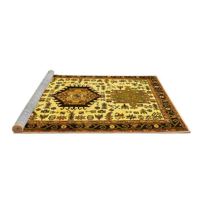 Sideview of Machine Washable Persian Yellow Traditional Rug, wshtr2329yw